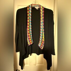 Women’s Altar’d State Crocheted Black Waterfall Cardigan Size Small S